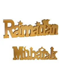 Highland Wooden Ramadan Mubarak Sign Table Top Decoration - Gold