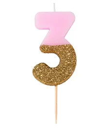 Talking Tables  Glitter Number Candle 3 - Pink