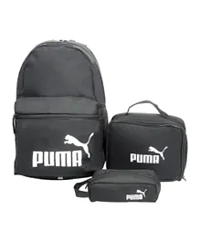 PUMA BTS Lunch Bag, Pencil Case And Backpack Set, 150D Polyester, Durable, Zipper Closure, 8 Years+, Black - 17 Inch