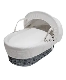 Kinder Valley Waffle Wicker Moses Basket - White and Grey