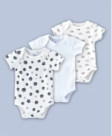 Babyqlo Printed Short Sleeve Onesies Pack of 3 - White Black