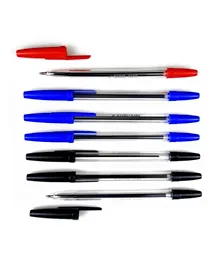 قلم حبر جاف أونيكس اند جرين مصنوع من البلاستيك المعاد تدويره أحمر أزرق أسود صديق للبيئة 1000 - عبوة من 12