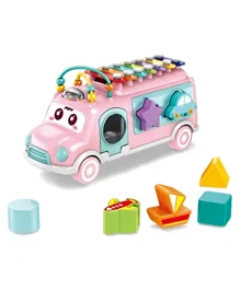 Huanger Baby Toys Music Bus with Blocks - Pink