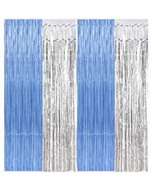 Party Propz Foil Blue 2 and Silver 2 Curtain - Pack of 4