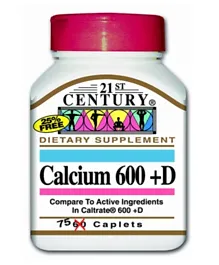 21st Century Calcium 600 + D Dietary Supplement - 75 Caplets