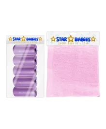 Star Babies Pack of 5 Scented Bags & Kids Towel - Purple