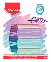 Maped Highlighter Pastel Glitter - Pack of 4