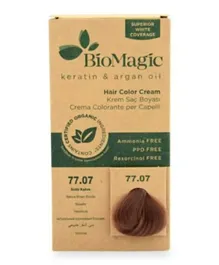 BIOMAGIC Hair Color Cream With Keratin & Argan Oil 77/07 Natural Brown Blonde - 60mL