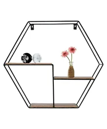Feelings Metal Wire Hexagonal Wall Shelf - Black