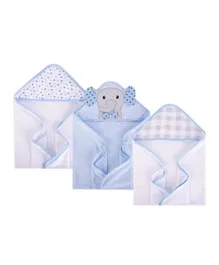 Hudson Childrenswear  Mister Elle Cotton Hooded Towel Blue - Pack of 3