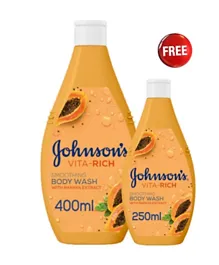 Johnson's Vita-Rich Smoothing Body Wash 400ml + 250ml - Free