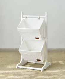 Pan Emirates Vanna 2 Tier Wooden Rack With 2 Baskets - White