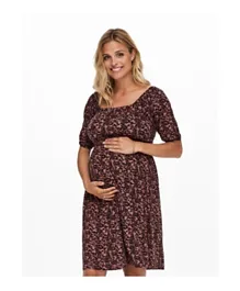 Only Maternity Mama Smock Maternity Dress - Brown