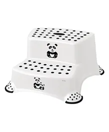 Keeeper Double Step Stool With Anti-Slip Function Panda - White
