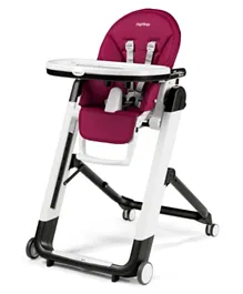 Peg Perego Siesta Follow Me Highchair, 5-point Harness, Non-scratch Mheels, Height Adjustment, 0 to 3 Years, 59 x 79 x 105 cm - Berry