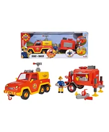 Fireman Sam From Simba Venus With Trailer And Figurine - Multicolour