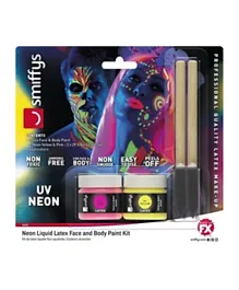 Smiffys Neon Liquid Latex Kit With Pink & Yellow UV Make Up - 29.57ml