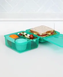 Sistema 2L Lunch Cube Max with Multi-Compartments & Yogurt Pot, Leakproof, BPA Free - Green