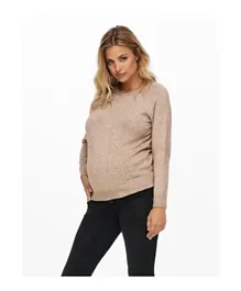 Only Maternity Mama Loose Fitted Knitted Pullover - Beige