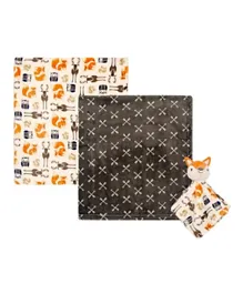Hudson Baby Blanket 2pc And Security Blanket Boy Gray Fox