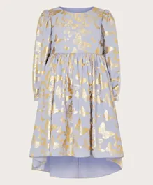 مونسون تشيلدرن فستان بتصميم فراشة ورقائق معدنية - بنفسجي