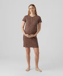 Mamalicious Leo Acorn Maternity Dress - Brown