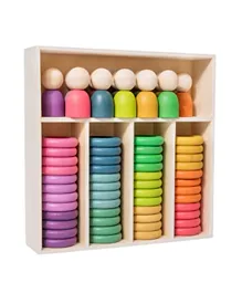 Factory Price Wooden Rainbow Stacking Sorting Toys with Rack - 60 Pieces