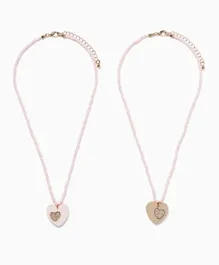 Zippy Hearts Necklaces with Beads - 2 Pieces