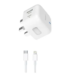 Trands Dual Port Type-C & USB Charger - White