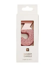 Talking Tables Glitter Number Candle 3 - Rose Gold