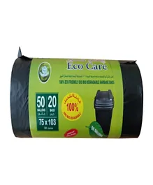 Eco Care Black Garbage Bag Roll 50 Gallons - 20 Count