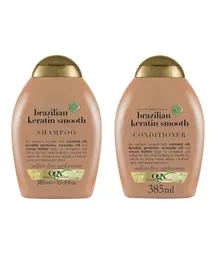 OGX Brazilian Keratin Shampoo + Conditioner Pack of 2 - 385mL Each
