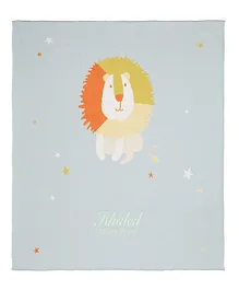 Little IA Lion Knit Blanket - Blue
