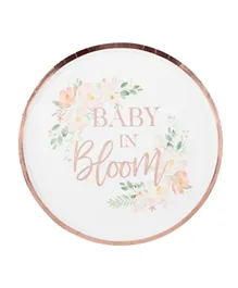 Ginger Ray Baby In Bloom Plates Pack of 8 - Rose Gold
