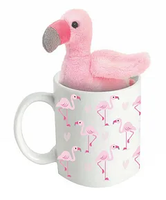 Keel Toys 11cm Pippins PINK FLAMINGO in Ceramic MUG Soft Toy 