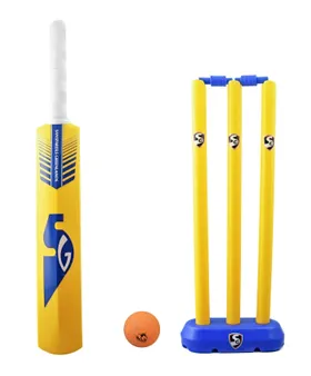 Plastic Cricket kit for 10-12 Age Groups & Size (Bag-Wicket Base Bails Ball  Bat)