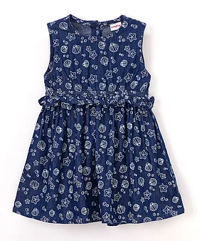 Printed hot sale denim frocks