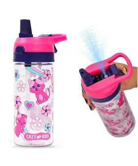 Eazy Kids Tritan Water Bottle w/ Carry handle, Gen Z - Black, 650ml