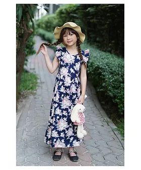 pink blue maxi dress