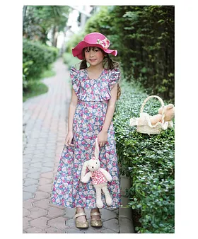 pink blue maxi dress