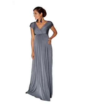 Clemence Lace Maternity Dress Steel Blue