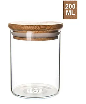 Square Glass and Bamboo Jar 1.75L, Kitchen Organisation