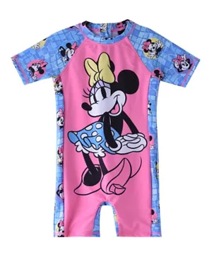 Minnie Mouse All Over Printed Legged Swimsuit - Multicolor