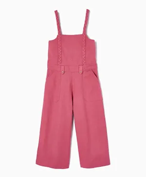 Zippy Solid Cotton and Linen Jumpsuit - Pink
