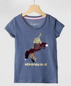 Aeropostale Unicorn Graphic T Shirt - Blue