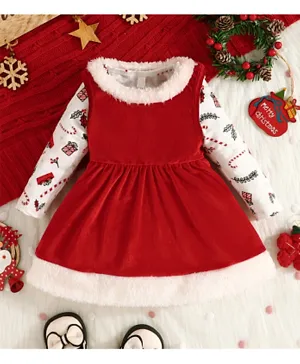Babyqlo Christmas Elegance Printed Bodysuit and Dress Set - Multicolor