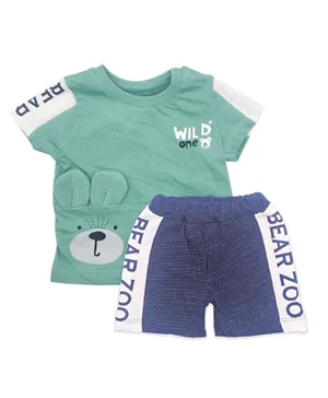 Donino Baby Bear Zoo Tee with Shorts Set - Light Green