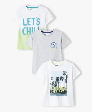 Minoti 3 Pack Surf Graphic T-Shirts -White