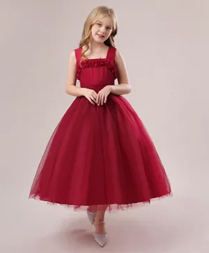 Babyqlo Mesh Sleeveless Party Dress - Red