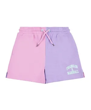 Franklin & Marshall Colour Block Side Split Shorts - Pink & Purple